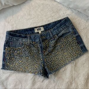 PINK by VS Jeweled Distressed Jean Shorts Size 2